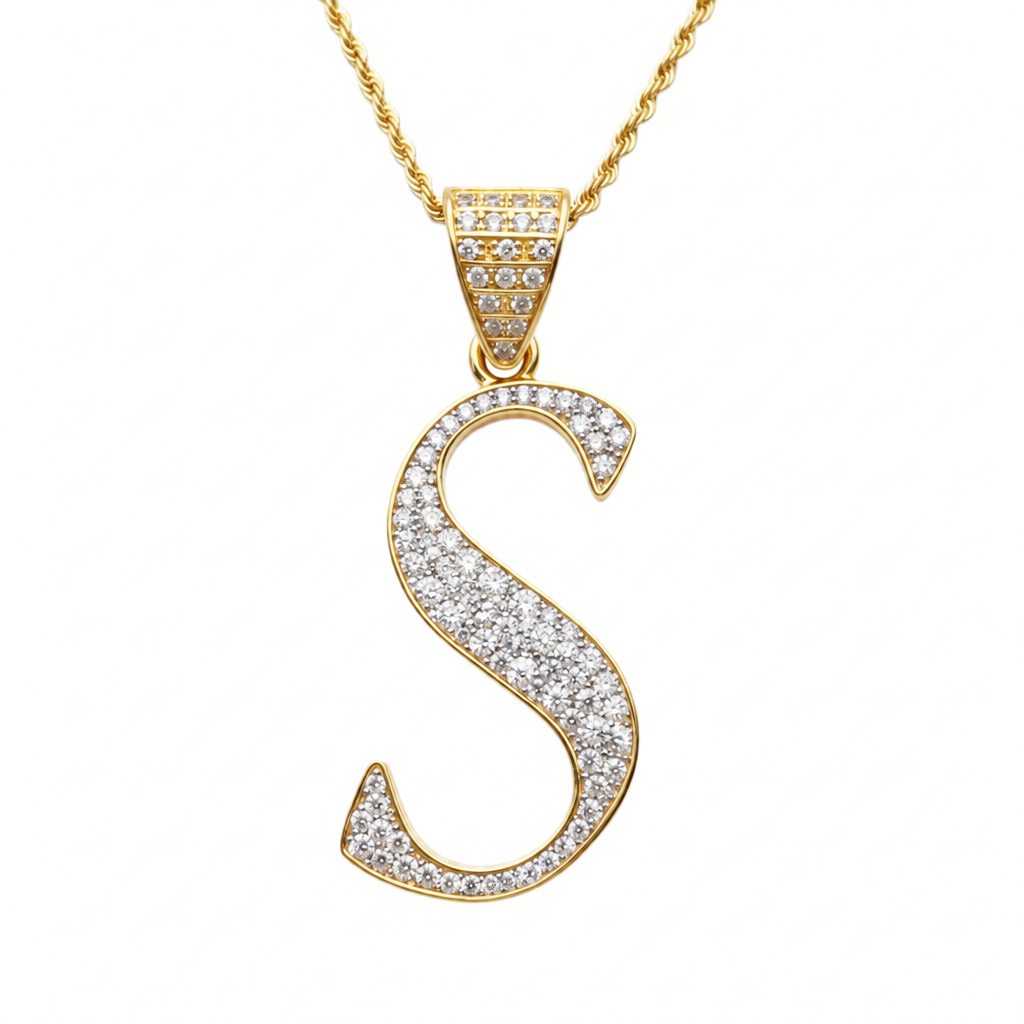 Signature Diamond Initial S Pendant – Slim