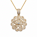 14K Yellow Gold Diamond Filigree Pendant