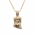 14K Yellow Gold Diamond Jesus Face Pendant