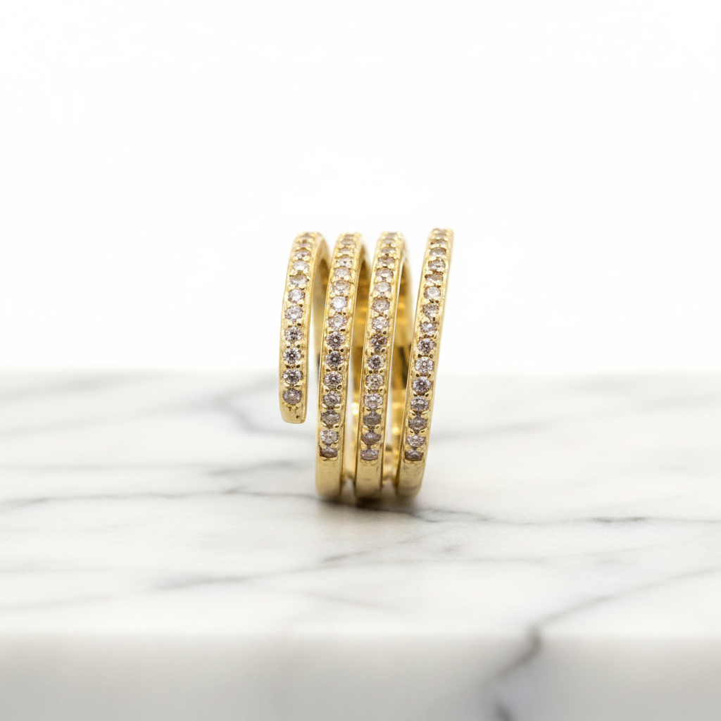 4-Row Diamond Band on Marble