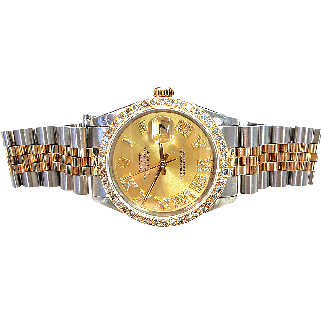 Rolex datejust with diamond Roman numeral hour markers
