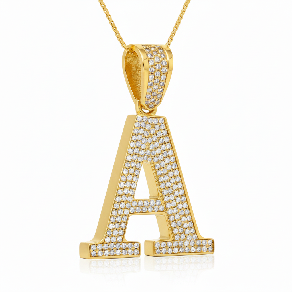 Alternate-angle diamond A pendant