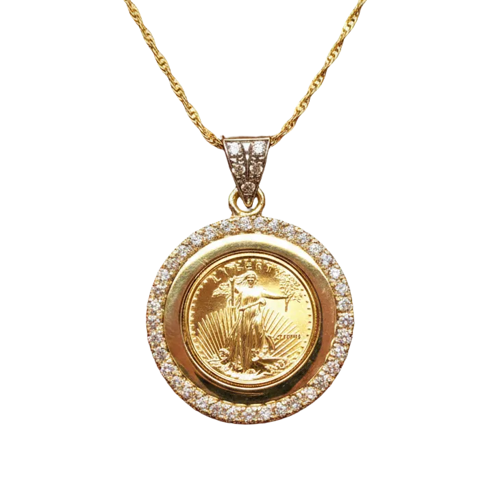 American Eagle Coin Pendant on Flat Red Velvet
