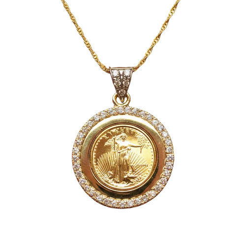 American Eagle Coin Pendant on Flat Red Velvet