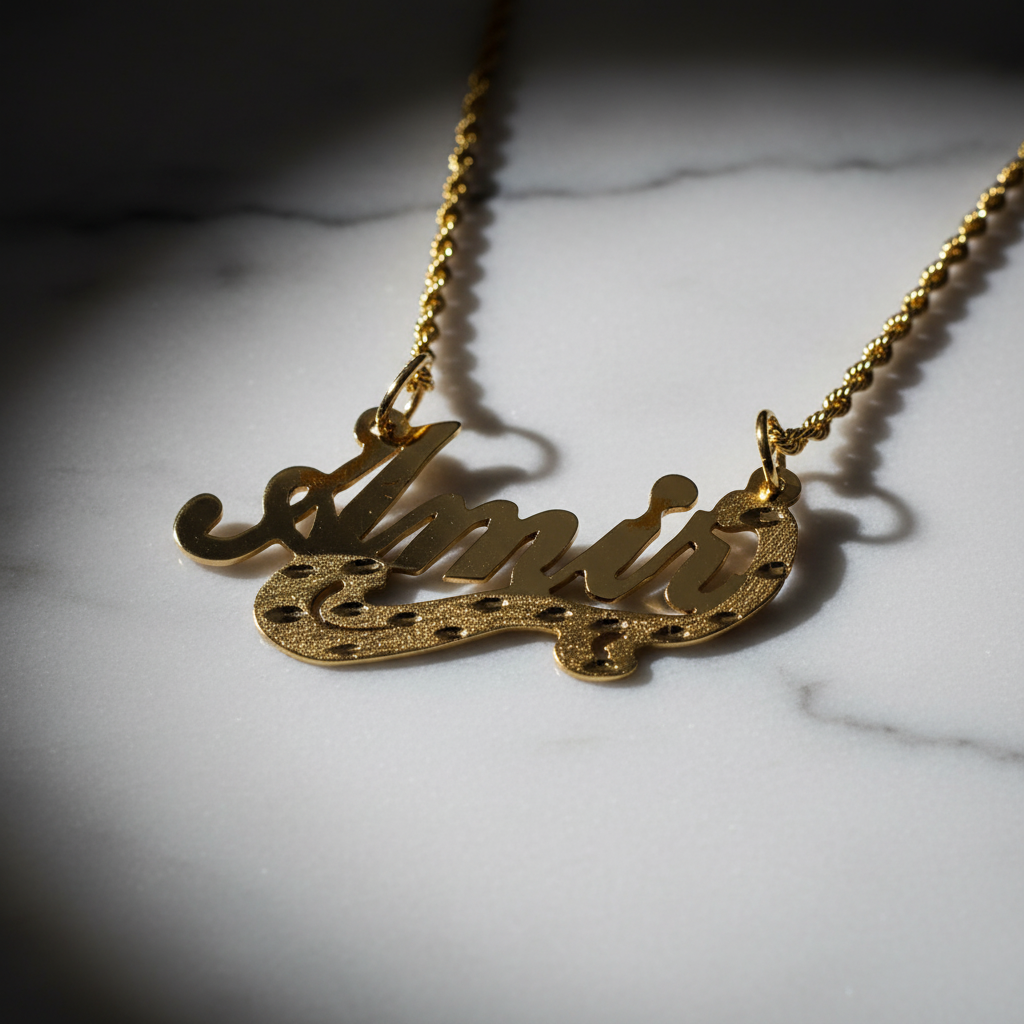 Amir Nameplate Necklace - Marble
