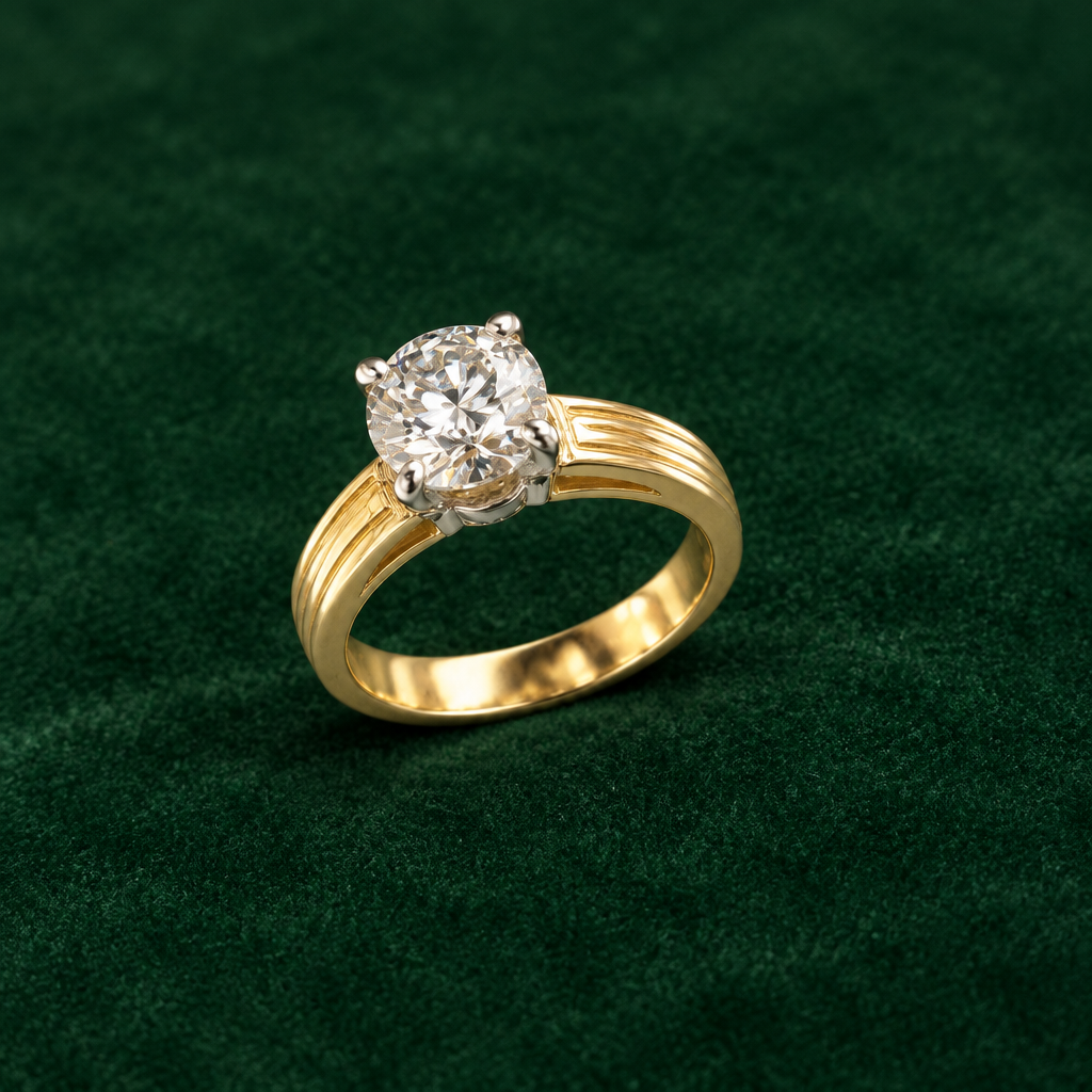 Another different angle of the ring on green velvet