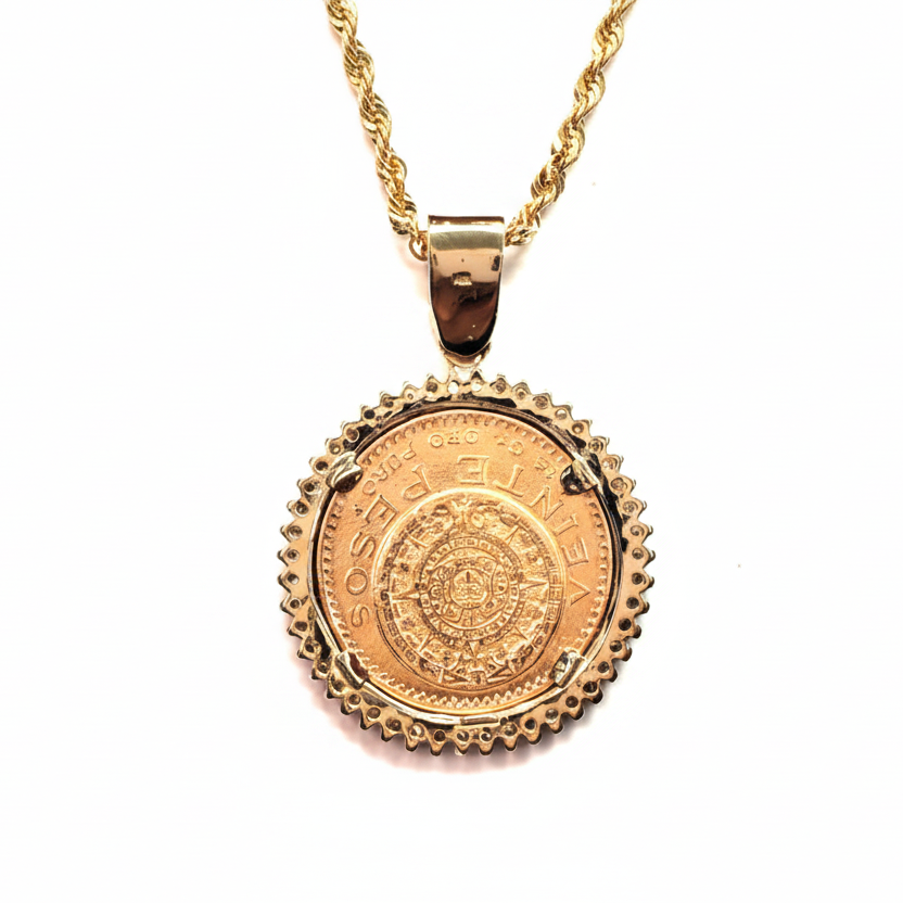 Aztec Calendar Coin Pendant Enhanced