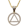 Circle triangle diamond pendant with whiter stones