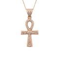 Diamond Ankh Cross Pendant – Rose Gold Enhanced