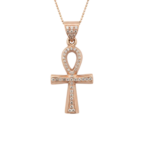 Diamond Ankh Cross Pendant – Rose Gold Enhanced