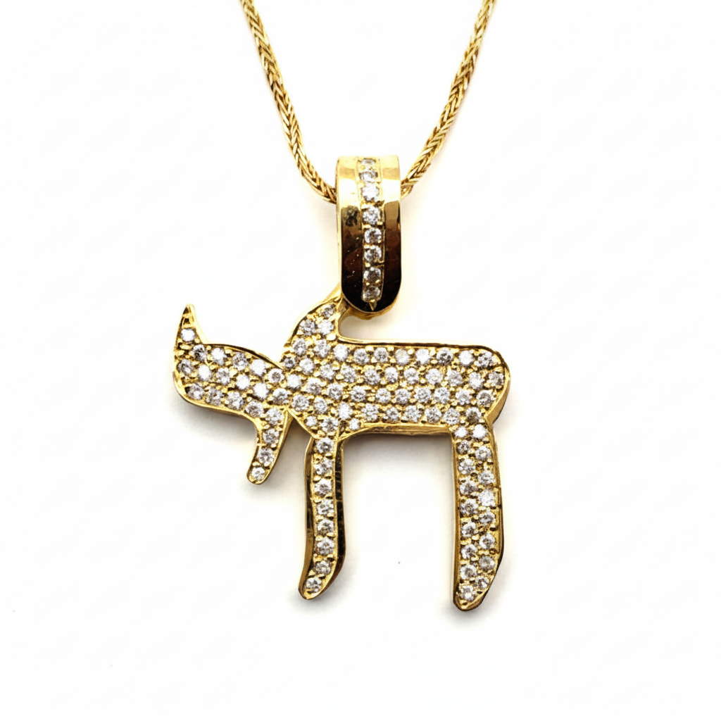 Diamond Chai pendant enhanced