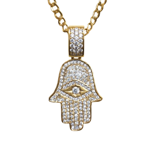 Diamond Hamsa pendant with corrected bail stones
