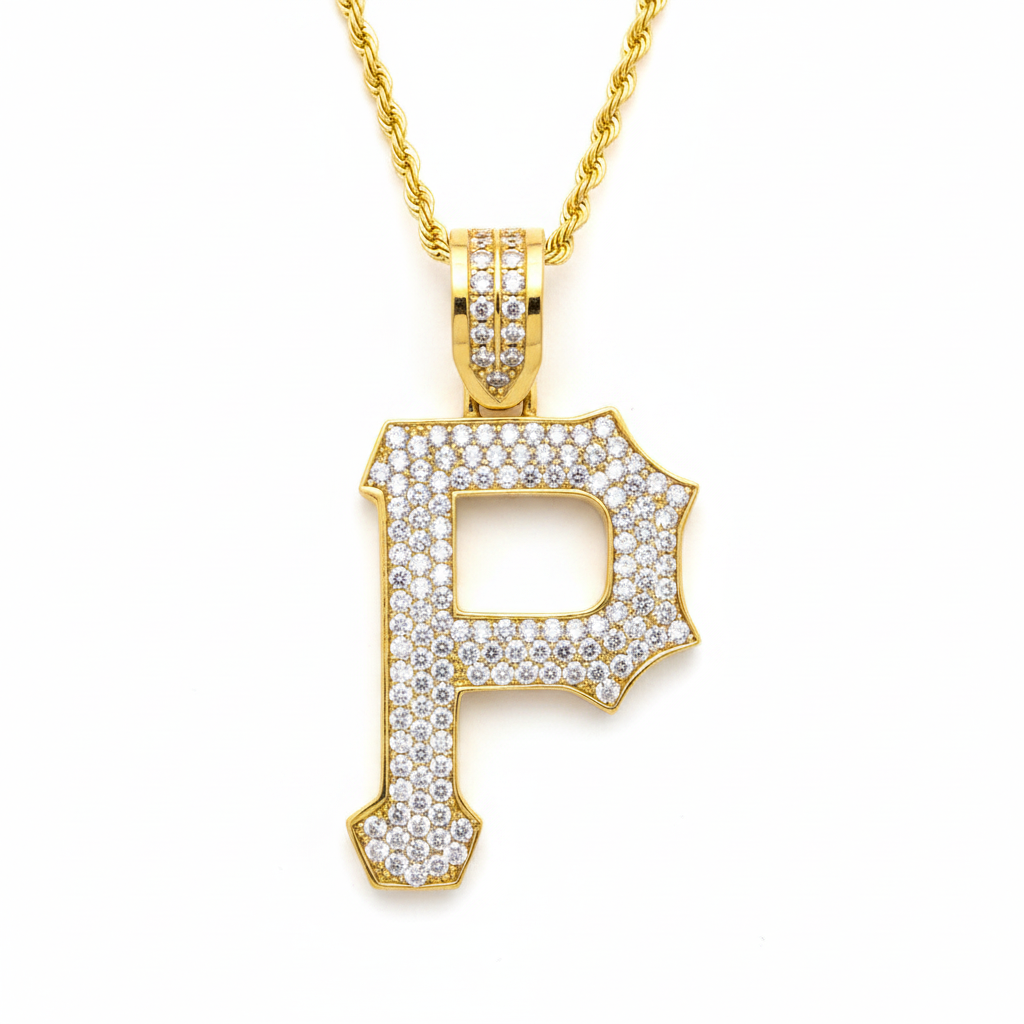 Diamond P pendant enhanced