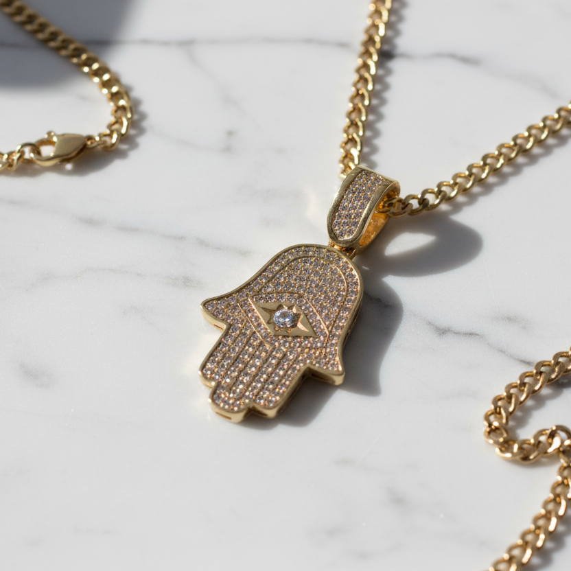 Diamond Pavé Hamsa Marble