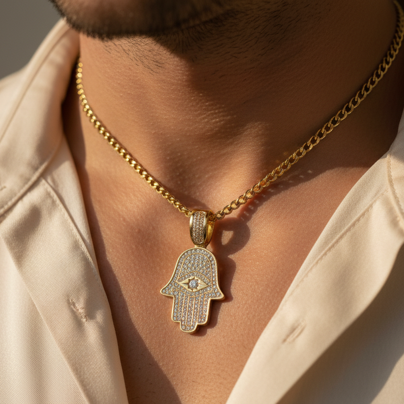 Diamond Pavé Hamsa Men's Neck