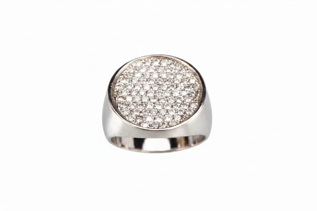 Diamond Pavé Signet Ring - Premium Enhanced