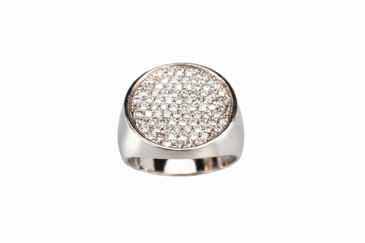 Diamond Pavé Signet Ring - Premium Enhanced