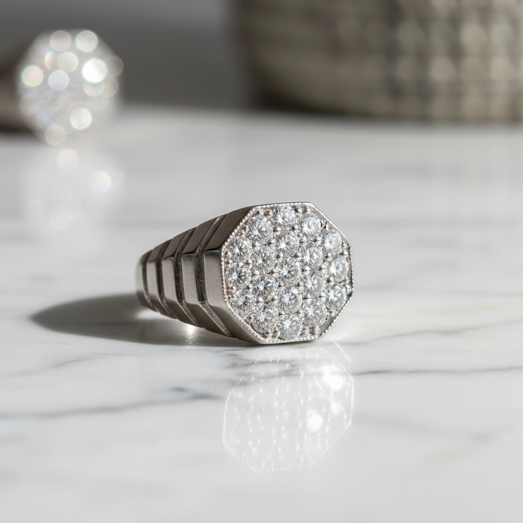 Diamond Signet Ring - Marble Editorial