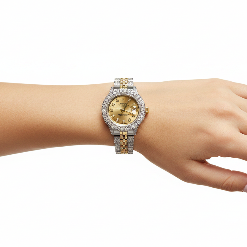 Diamond Watch on Lady's Wrist