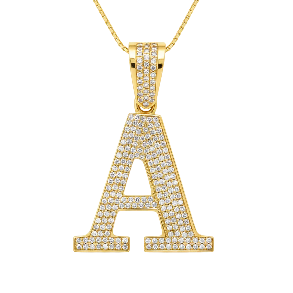 Enhanced 14K yellow-gold diamond A pendant