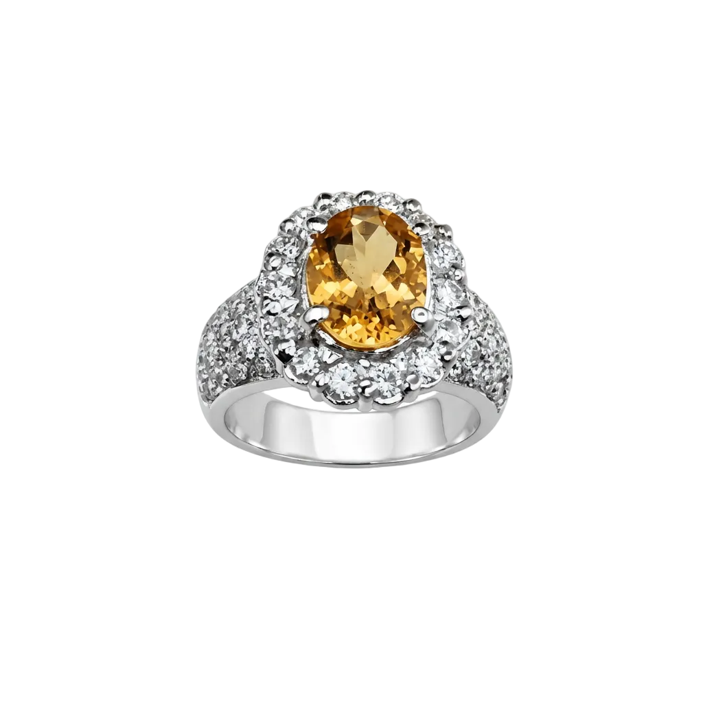 Enhanced citrine and diamond ring photo