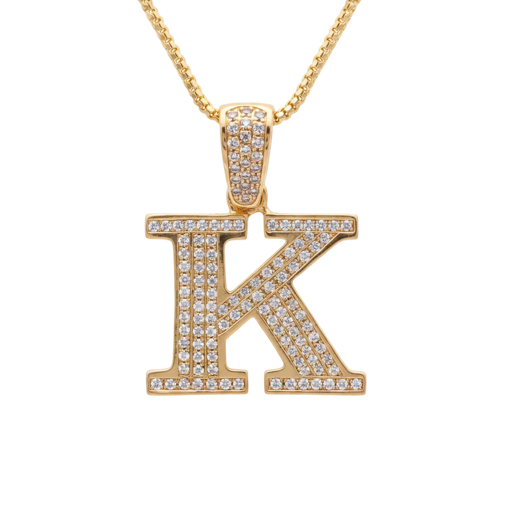 Enhanced gold diamond K pendant photo