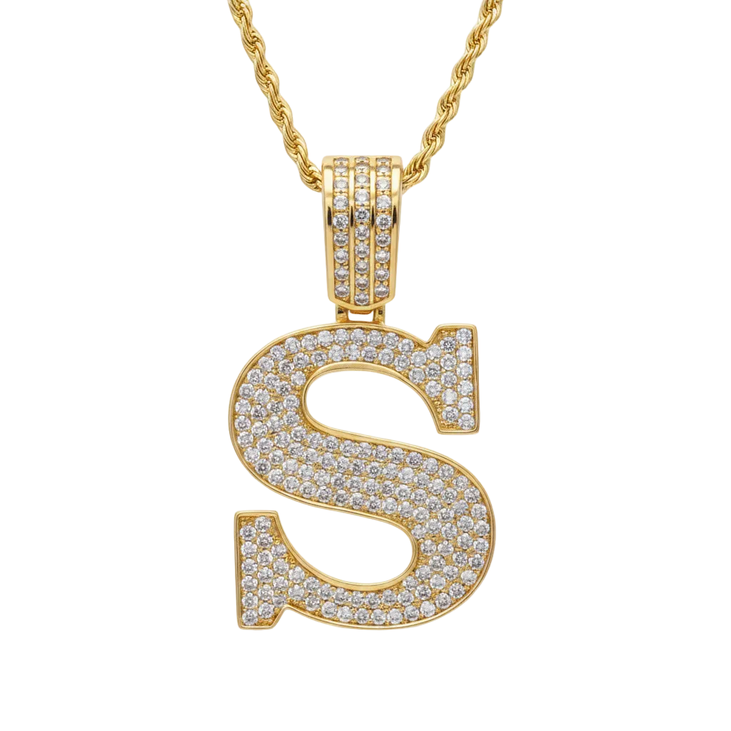 Enhanced gold diamond S pendant photo
