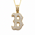Enhanced jeweled gold B pendant