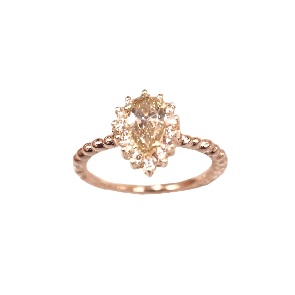 Enhanced rose-gold champagne diamond ring