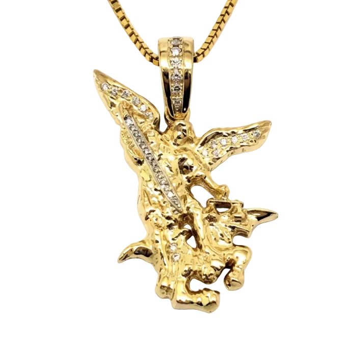 Enhanced Saint Michael slaying Satan pendant