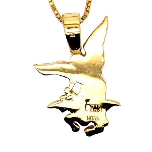 Enhanced solid gold back of the Saint Michael pendant