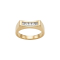 Enhanced yellow-gold baguette diamond ring