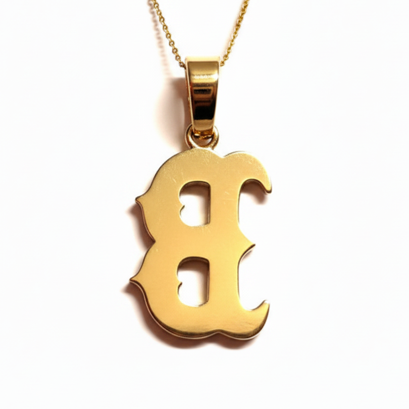 Gold B pendant mirrored again