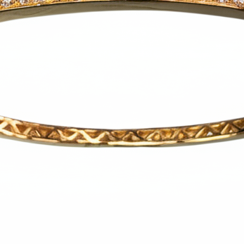 Gold Bangle - Single Row White Diamonds