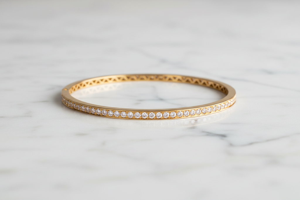 Gold Diamond Bangle on Marble