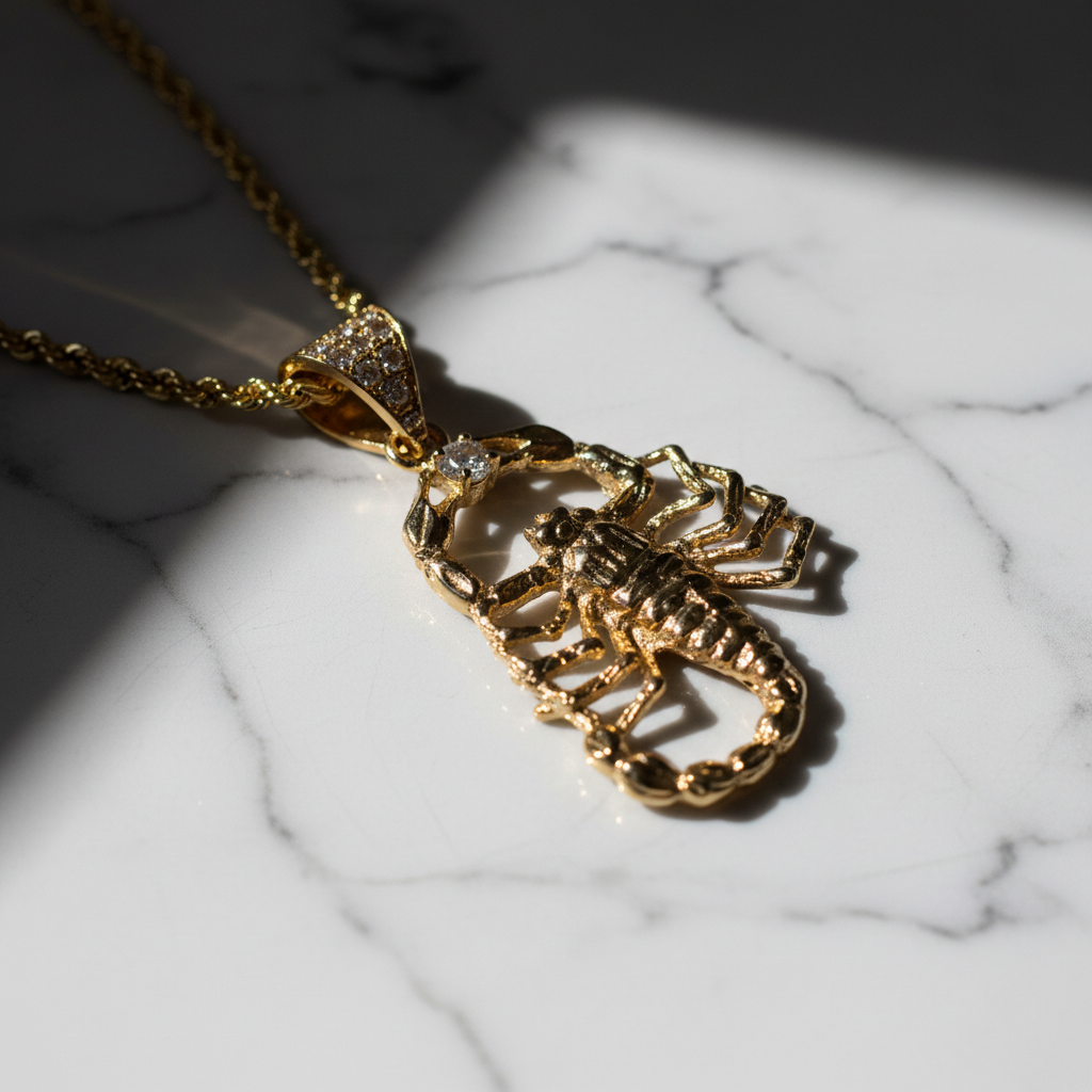Gold Scorpion Pendant - Marble