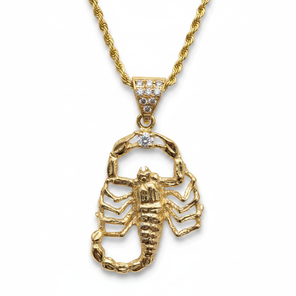 Gold Scorpion Pendant - White Background