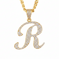 Iced Out R Initial Pendant Enhanced