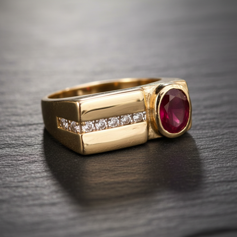 Imperial Ruby Diamond Ring - Dark Slate