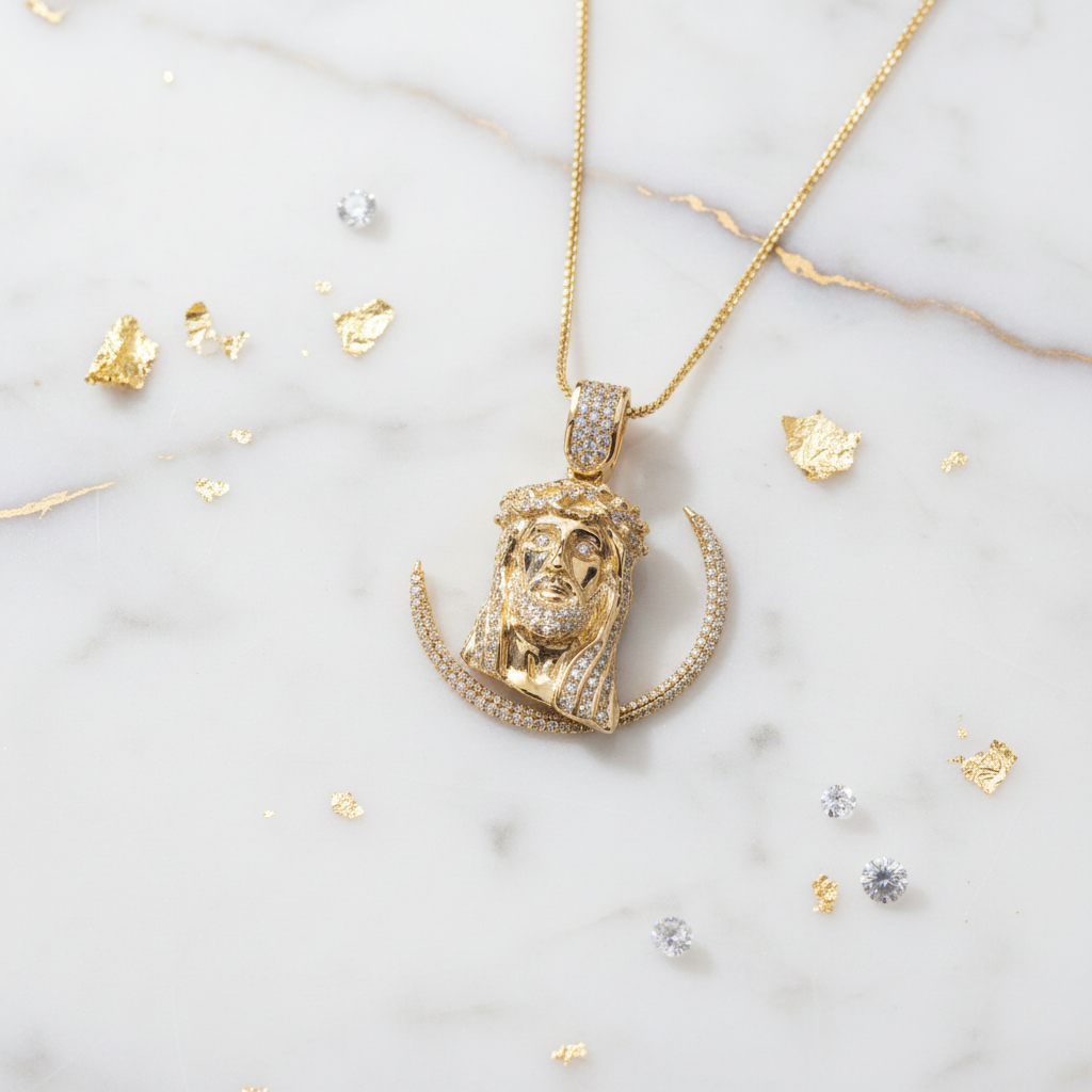 Jesus Pendant - Marble Flat Lay