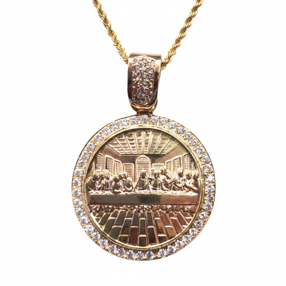 Last Supper Gold Pendant Enhanced