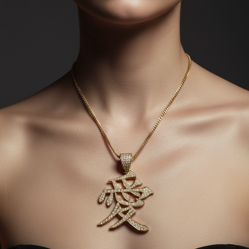 Love Pendant on Model