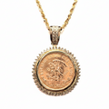 Mexican Gold Coin Pendant Enhanced