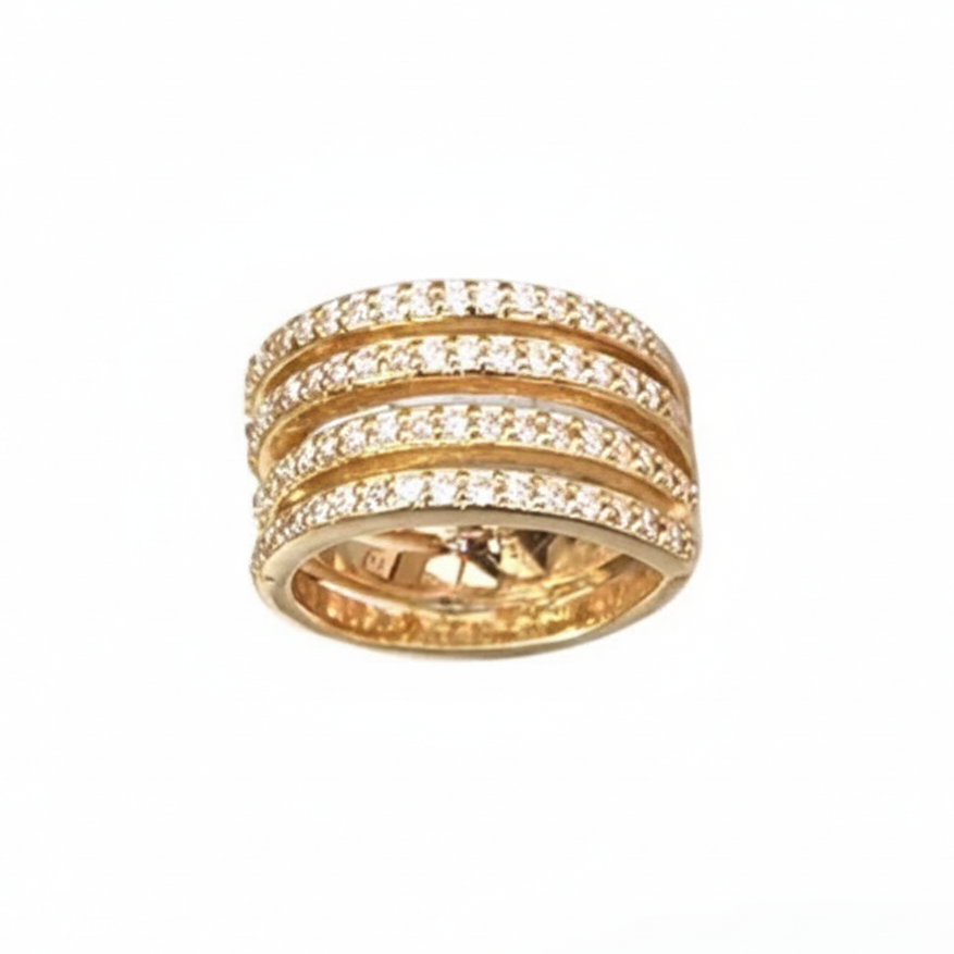Multi-Row Diamond Gold Band Enhanced