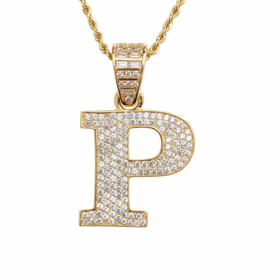 P pendant with whiter diamonds