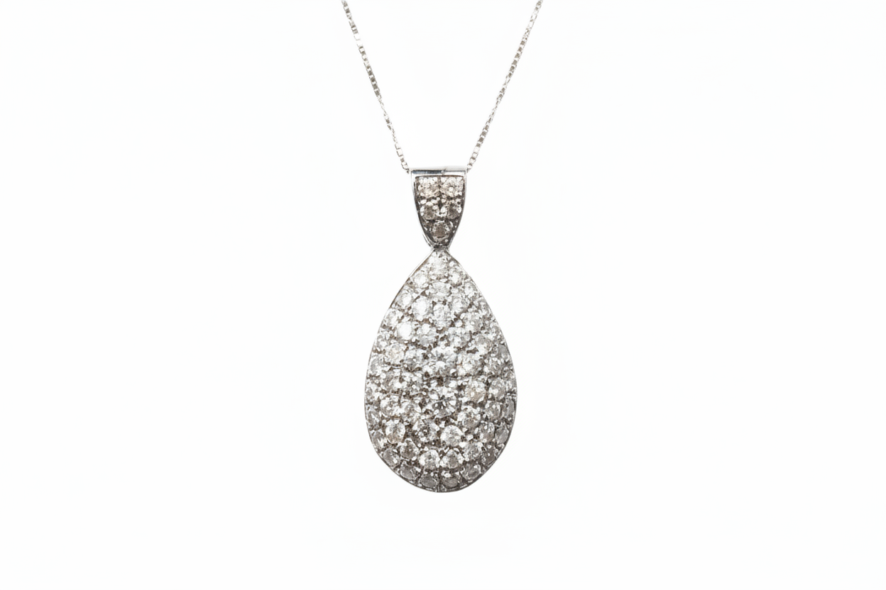 Pear Diamond Cluster Pendant - Enhanced
