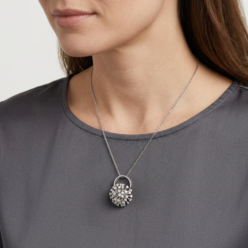 Pendant on a woman’s neck