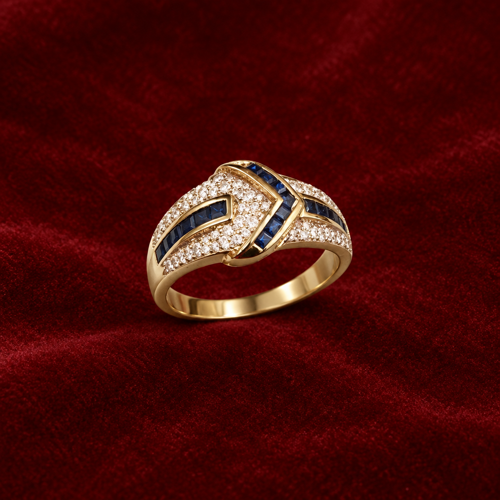 Ring on red velvet from another angle