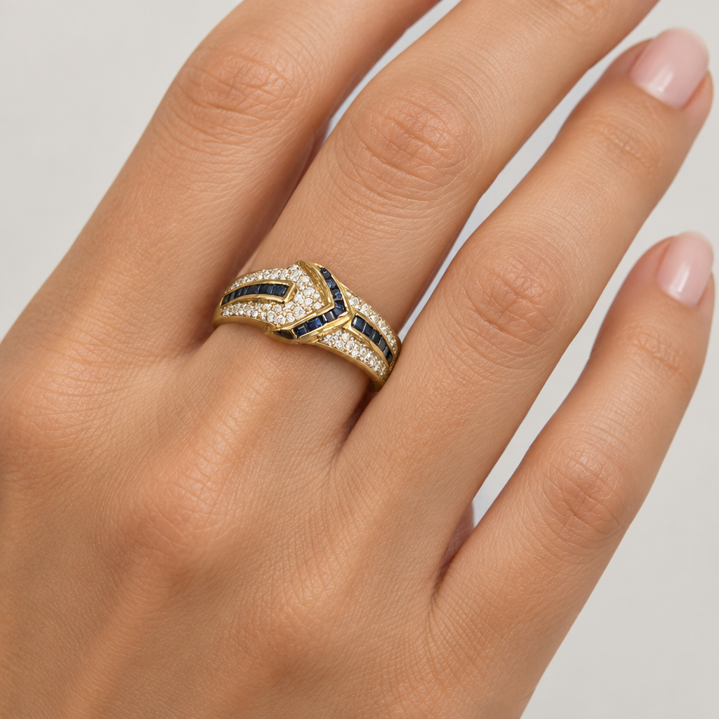 Ring worn on a woman's finger