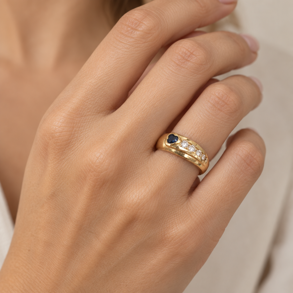 Ring worn on a woman's finger